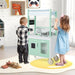 Double-Sided Wooden Kids Kitchen Playset and Grocery Store | LED Lights and Accessories COSTWAY - Little and Giant Explorers Costway