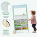 Double-Sided Wooden Kids Kitchen Playset and Grocery Store | LED Lights and Accessories COSTWAY - Little and Giant Explorers Costway