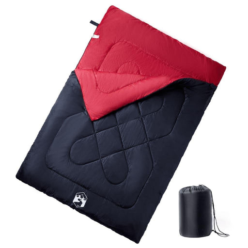 Double Sleeping Bag with Pillows for Adults Camping 3-4 Seasons in Black and Red - Little and Giant Explorers vidaXL