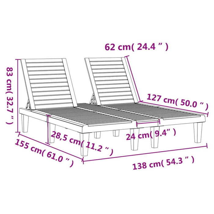 Double Sun Lounger in Black - Little and Giant Explorers vidaXL