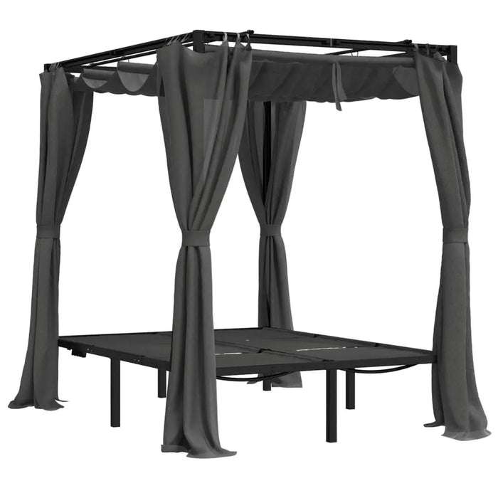 Double Sun Lounger with Side and Top Curtains in Anthracite - Little and Giant Explorers vidaXL