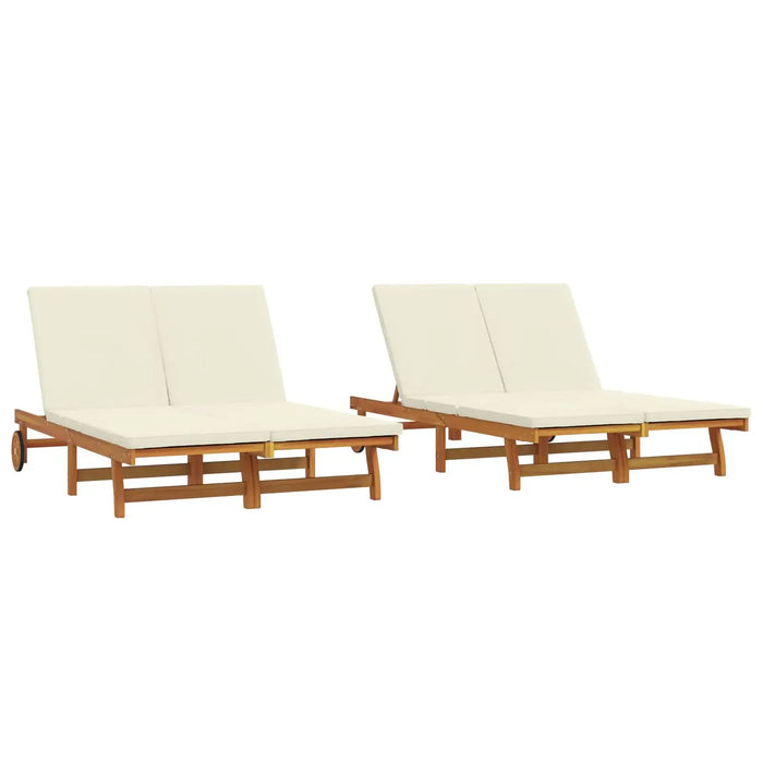 Double Sun Lounger with Wheels and Cushion - Little and Giant Explorers vidaXL