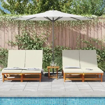 Double Sun Lounger with Wheels and Cushion - Little and Giant Explorers vidaXL