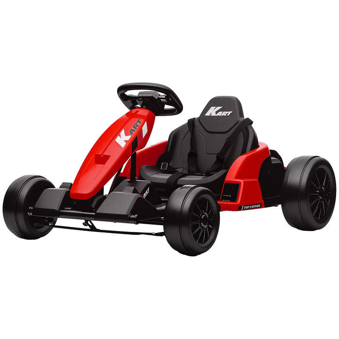 Red and black go-kart on a white background