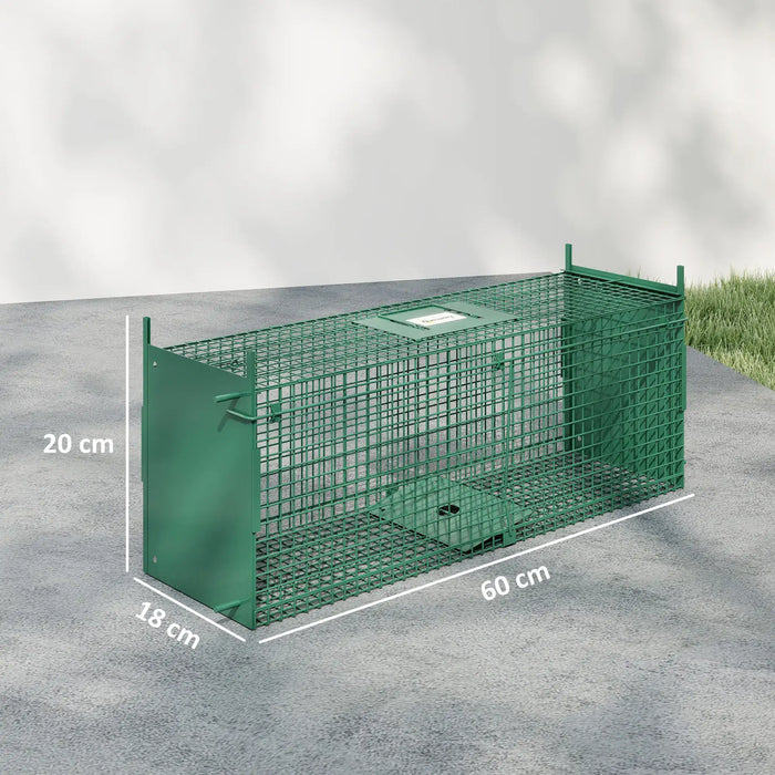 Dual Entry Humane Rat Trap – Green | Steel Live Catch Cage - Auto-Locking Doors PAWHUT - Little and Giant Explorers PawHut