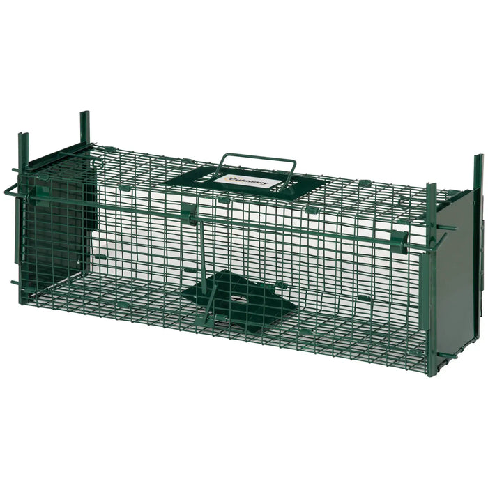 Dual Entry Humane Rat Trap – Green | Steel Live Catch Cage - Auto-Locking Doors PAWHUT - Little and Giant Explorers PawHut