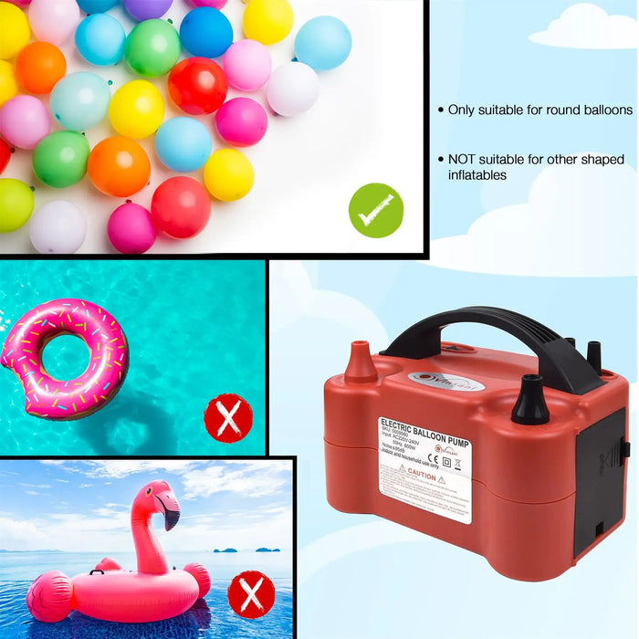 Dual Nozzle Balloon Inflator Pump | 600W Electric Balloon Blower - Automatic Modes VINSANI - Little and Giant Explorers Vinsani