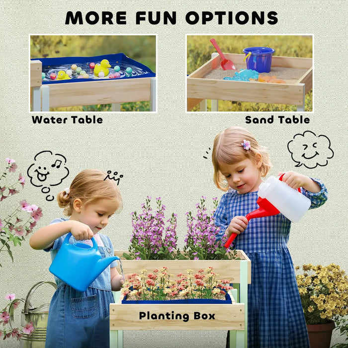 2-Pieces Wooden Outdoor Sand and Water Play Tables - Little and Giant Explorers AIYAPLAY
