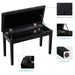 Duet Piano Bench – Black | Solid Wood Music Stool - Leather Seat and Storage Compartment COSTWAY - Little and Giant Explorers Costway
