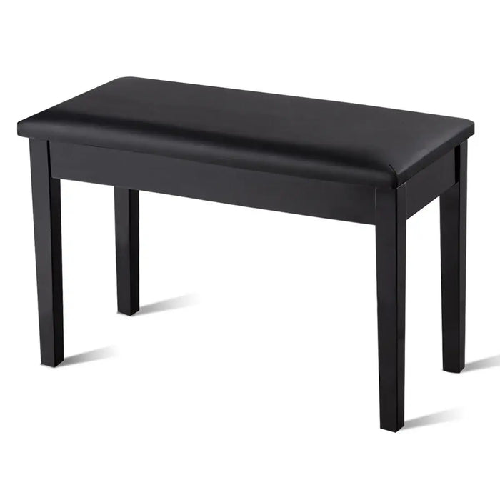 Duet Piano Bench – Black | Solid Wood Music Stool - Leather Seat and Storage Compartment COSTWAY - Little and Giant Explorers Costway