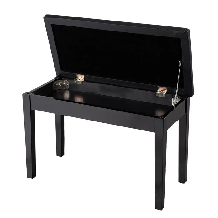 Duet Piano Bench – Black | Solid Wood Music Stool - Leather Seat and Storage Compartment COSTWAY - Little and Giant Explorers Costway