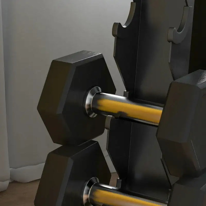 Dumbbell Rack with 6 Rubber Dumbbells | 4kg, 5kg and 6kg Weights SPORTNOW - Little and Giant Explorers SPORTNOW