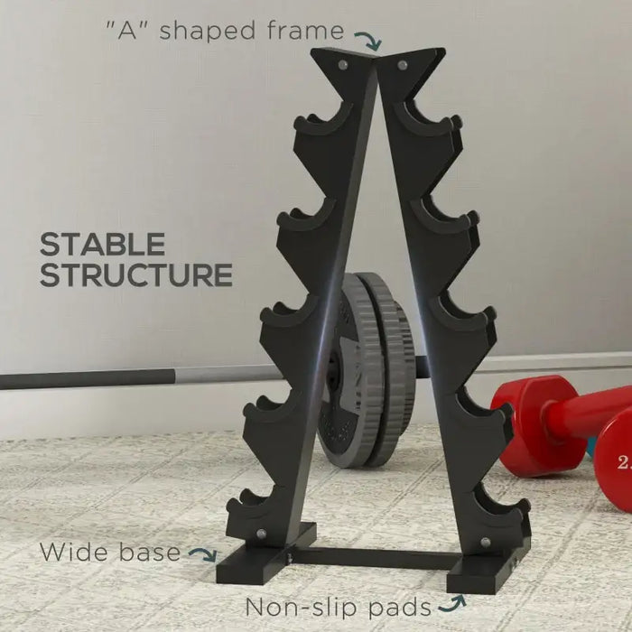 Dumbbell Rack with 6 Rubber Dumbbells | 4kg, 5kg and 6kg Weights SPORTNOW - Little and Giant Explorers SPORTNOW