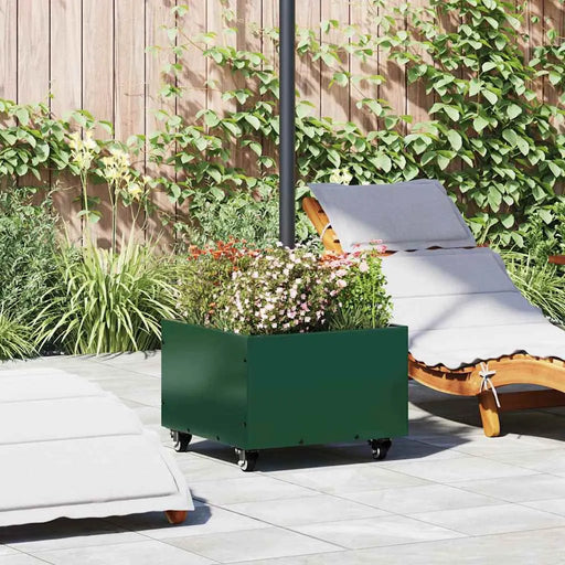 Durable Parasol Base with Planter - Green | 360° Rotation Steel Design VIDAXL - Little and Giant Explorers vidaXL