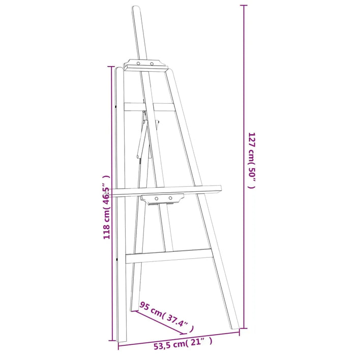 Easel Stand in Black and Solid Wood Pine (53.5 x 95 x 127cm) - Little and Giant Explorers vidaXL