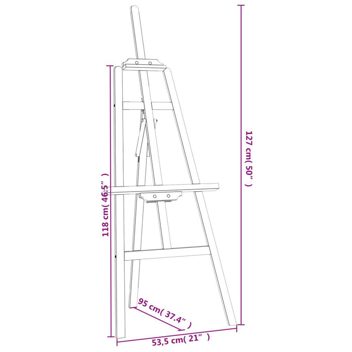 Easel Stand in Solid Wood Pine (53.5 x 95 x 127cm) - Little and Giant Explorers vidaXL