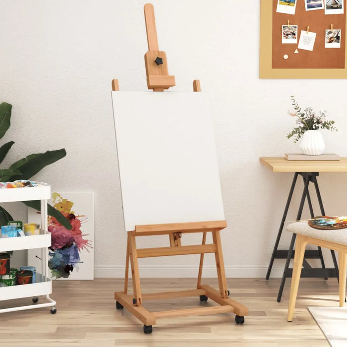 Easel Stand on Wheels in Solid Beech Wood (55 x 53.5 x 178cm) - Little and Giant Explorers vidaXL