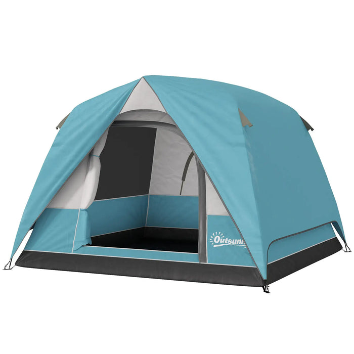 Easy Set Up Waterproof Dome Tent in Light Blue ( 3 - 4 persons) - Little and Giant Explorers Outsunny