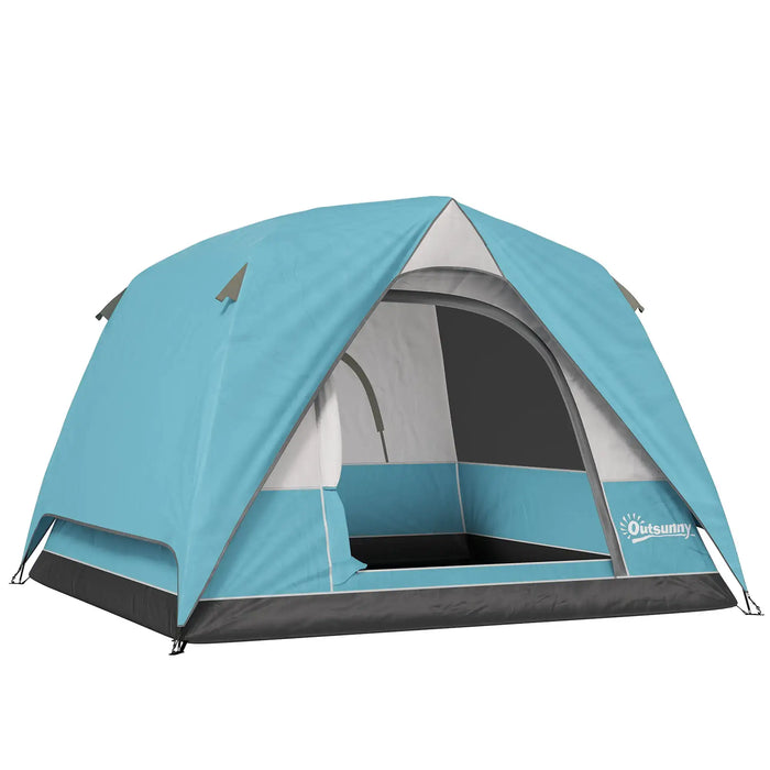 Easy Set Up Waterproof Dome Tent in Light Blue ( 3 - 4 persons) - Little and Giant Explorers Outsunny