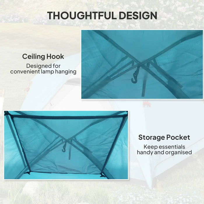 Easy Set Up Waterproof Dome Tent in Light Blue ( 3 - 4 persons) - Little and Giant Explorers Outsunny