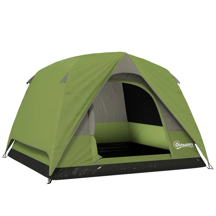 Easy Set Up Waterproof Dome Tent in Olive Green ( 3 - 4 persons) - Little and Giant Explorers Outsunny