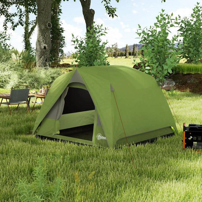 Easy Set Up Waterproof Dome Tent in Olive Green ( 3 - 4 persons) - Little and Giant Explorers Outsunny