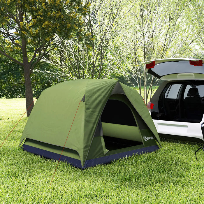 Easy Set Up Waterproof Dome Tent in Olive Green ( 3 - 4 persons) - Little and Giant Explorers Outsunny