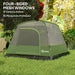 Easy Set Up Waterproof Dome Tent in Olive Green ( 3 - 4 persons) - Little and Giant Explorers Outsunny