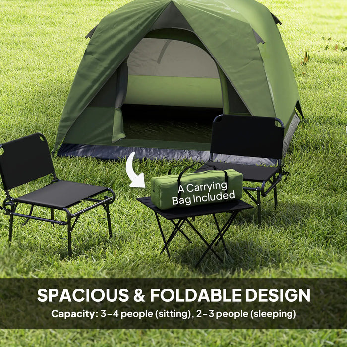Easy Set Up Waterproof Dome Tent in Olive Green ( 3 - 4 persons) - Little and Giant Explorers Outsunny