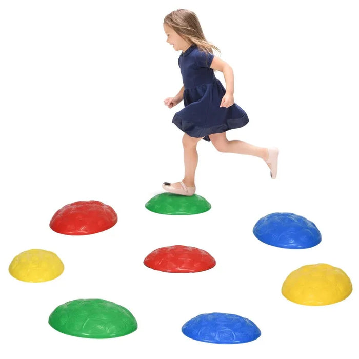 Eight-Piece Kids Balance River Stones with Non-Slip Mats - Little and Giant Explorers ZONEKIZ