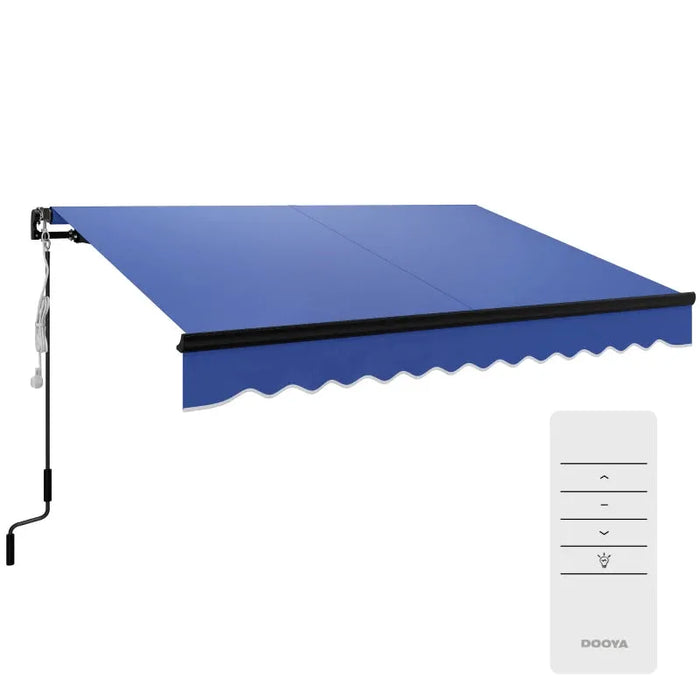 Electric Awning with LED Light and Remote Controller in Blue (3 x 2.5m) - Little and Giant Explorers Outsunny