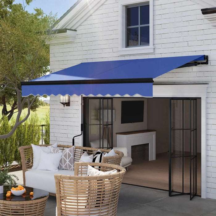 Electric Awning with LED Light and Remote Controller in Blue (3 x 2.5m) - Little and Giant Explorers Outsunny