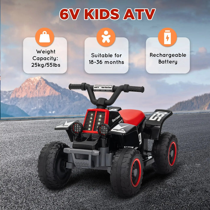 Electric Quad Bike for Kids with Headlights in Red 6V - Little and Giant Explorers AIYAPLAY