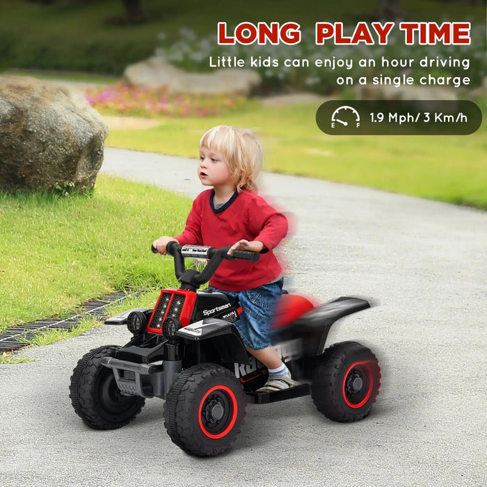 Electric Quad Bike for Kids with Headlights in Red 6V - Little and Giant Explorers AIYAPLAY