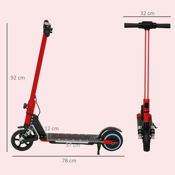 Folding Electric Scooter with LED Colourful Lights and Display in Red - Little and Giant Explorers SPORTNOW