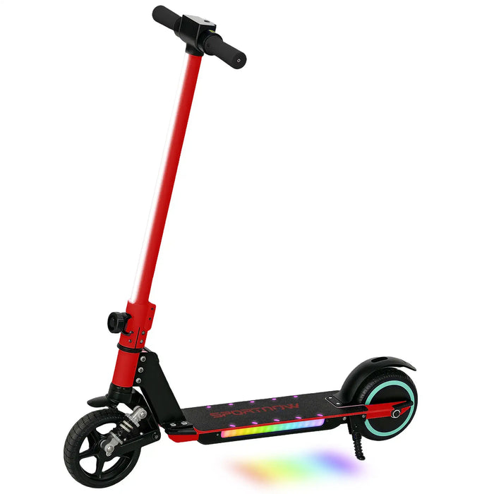 Folding Electric Scooter with LED Colourful Lights and Display in Red - Little and Giant Explorers SPORTNOW