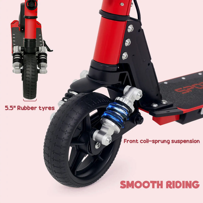 Folding Electric Scooter with LED Colourful Lights and Display in Red - Little and Giant Explorers SPORTNOW