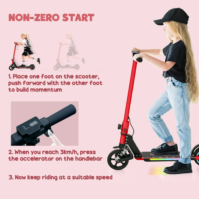 Folding Electric Scooter with LED Colourful Lights and Display in Red - Little and Giant Explorers SPORTNOW