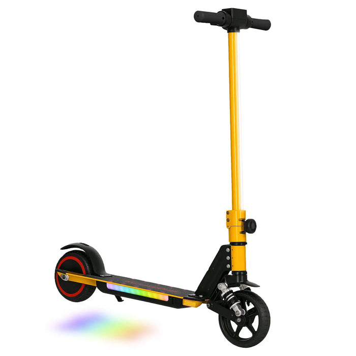 Folding Electric Scooter with LED Colourful Lights and Display in Yellow - Little and Giant Explorers SPORTNOW