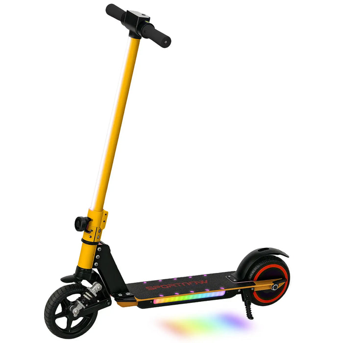 Folding Electric Scooter with LED Colourful Lights and Display in Yellow - Little and Giant Explorers SPORTNOW