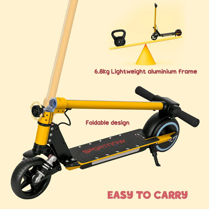Folding Electric Scooter with LED Colourful Lights and Display in Yellow - Little and Giant Explorers SPORTNOW