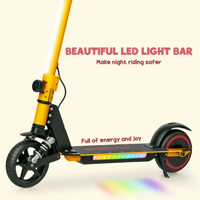 Folding Electric Scooter with LED Colourful Lights and Display in Yellow - Little and Giant Explorers SPORTNOW