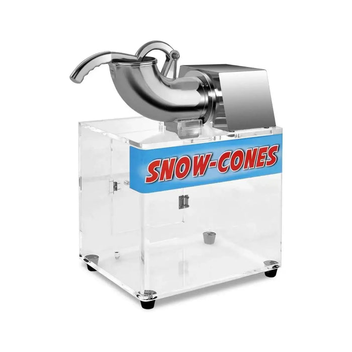 Snow cone machine with 'SNOW-CONES' label on a white background