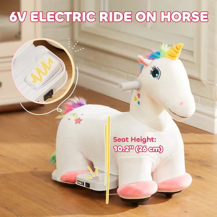 Electric Toddler Ride-On Unicorn with Music and Forward Control 6V - Little and Giant Explorers AIYAPLAY