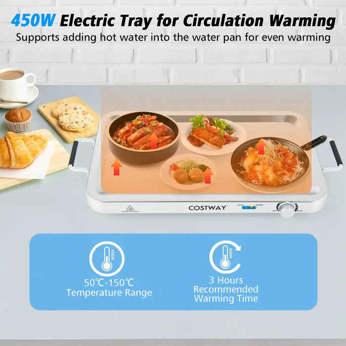 Electric Warming Tray – 450W Power | 3 Stainless Steel Trays - Adjustable Temperature COSTWAY - Little and Giant Explorers Costway
