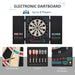 Electronic LED dartboard with cabinet, 12 soft tip darts, digital display, for 8 players