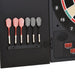 Electronic LED dartboard with cabinet, six darts, digital score display, black background