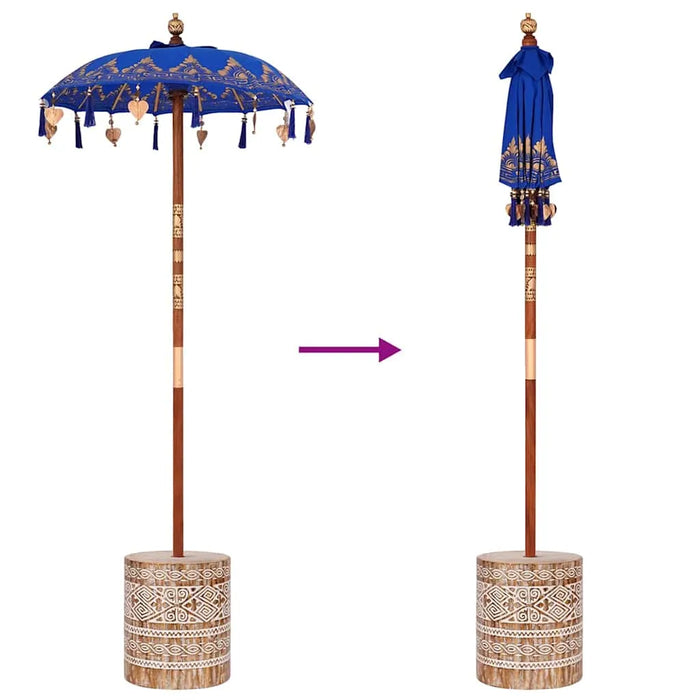 Elegant Garden Patio Umbrella - Blue and Brown | 250cm - Wooden Frame with Base VIDAXL - Little and Giant Explorers vidaXL