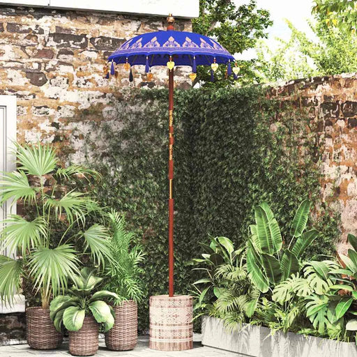 Elegant Garden Patio Umbrella - Blue and Brown | 250cm - Wooden Frame with Base VIDAXL - Little and Giant Explorers vidaXL