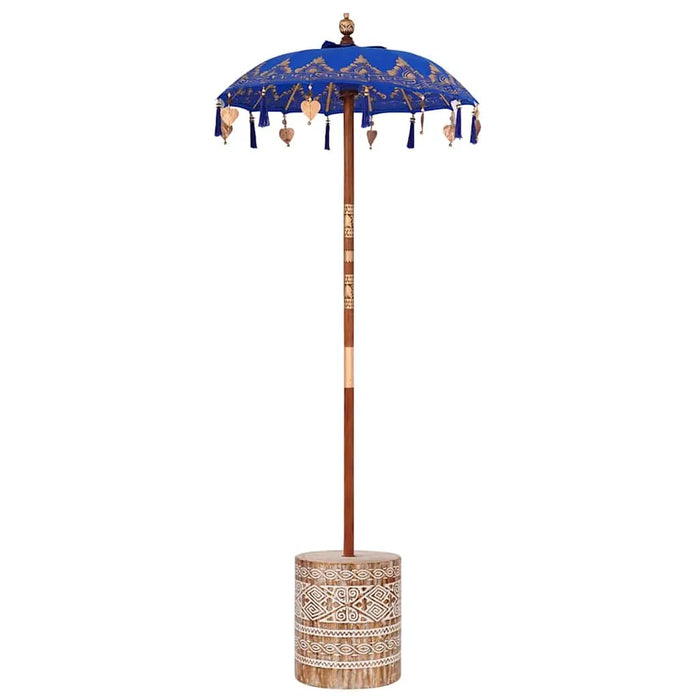 Elegant Garden Patio Umbrella - Blue and Brown | 250cm - Wooden Frame with Base VIDAXL - Little and Giant Explorers vidaXL
